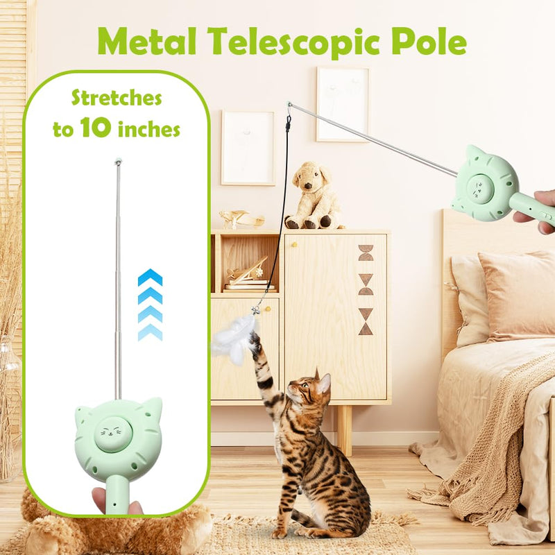 Cat Brush Toy，5-in-1 Interactive Cat Toys Retractable Cat-Teasing Wand，Pet Grooming Self Cleaning Brush， Light Up Cat Toy with Five Light Patterns - PawsPlanet Australia
