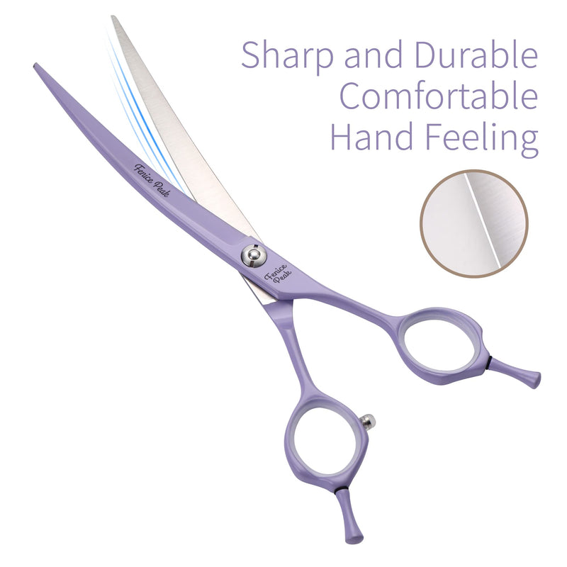 Fenice Peak 6.5" Professional Thinning Dog Grooming Scissors, Japanese 440C Stainless Steel Dog Thinning Shears, Lightweight Pet Trimming Scissors for Face, Body, and Paws, Violet Single Thinner Scissor