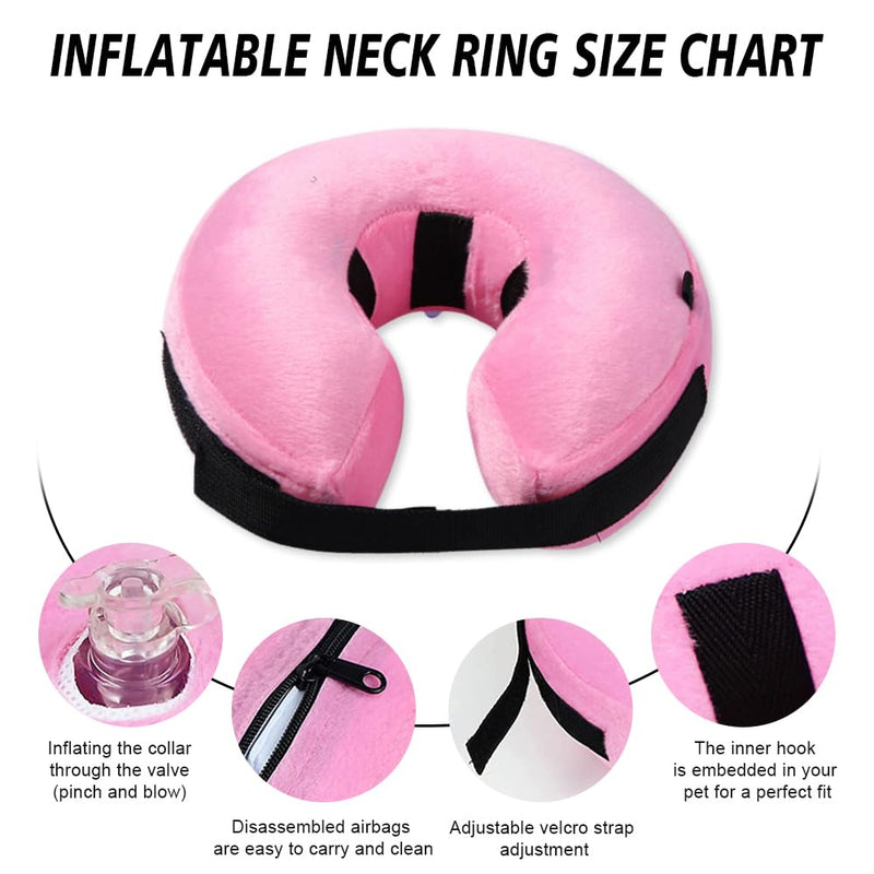 Inflatable Dog Collar, Pink, Protective Collar, Lick Protection, Collar for After Surgery, Soft Collar Cat, Recovery Collar, Adjustable, M