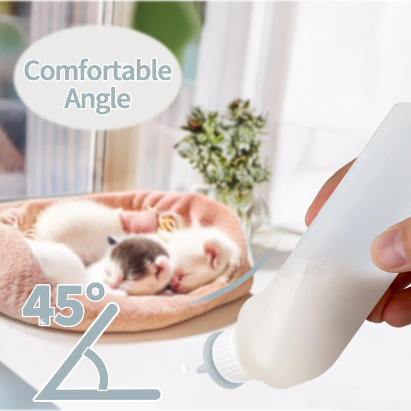 5Pack Kitten Bottle for Nursing Puppy Milk Kitten Bottles Feeding Kit Silicone Nipple for Newborn Pets Kittens, Puppy,Squirrel (Grey) - PawsPlanet Australia