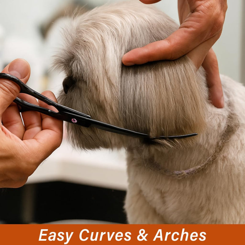 Dog Grooming Scissors with Extra Sharp Blades | 7.5” Curved Dog Grooming Scissors for Dogs, Cats & Pets Hair Cutting for Professionals, Salons & Home Groomers