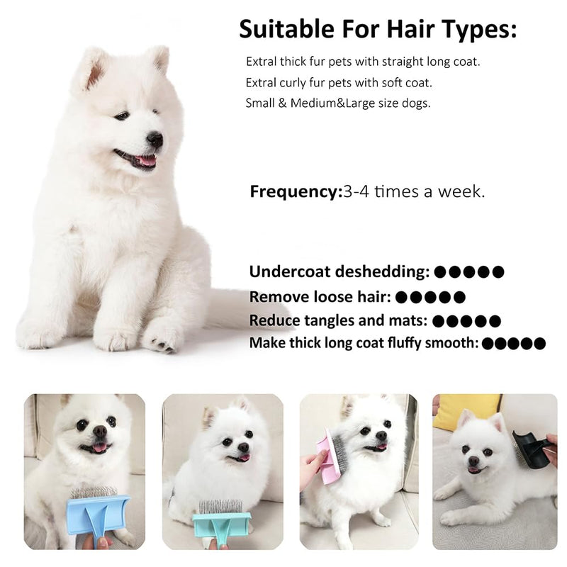Slicker Brush for Poodles and Goldendoodles - Curved Brush for Thick, Fluffy, Shedding Fur on Dogs and Cats - Soft, Gentle Pins for Grooming (Blue) blue - PawsPlanet Australia