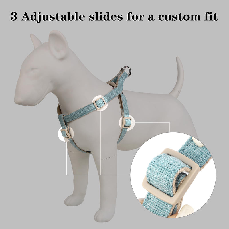 Plutus Pet Cotton Hemp Step in Dog Harness, Sustainable, Lightweight and Escape-Proof, Quick Fit Dog Harness for Puppy Small Medium and Large Dogs, Light Blue, XS - PawsPlanet Australia