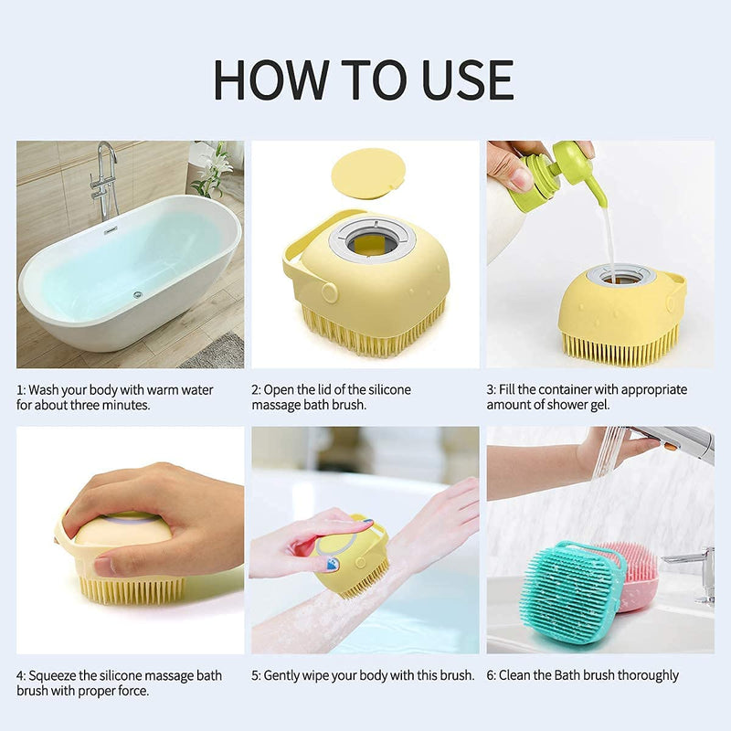 L.B. Dog Bath Brush Silicone, Massage Soft Brush Cats, Pet Massage Brush Shampoo Dispenser - PawsPlanet Australia