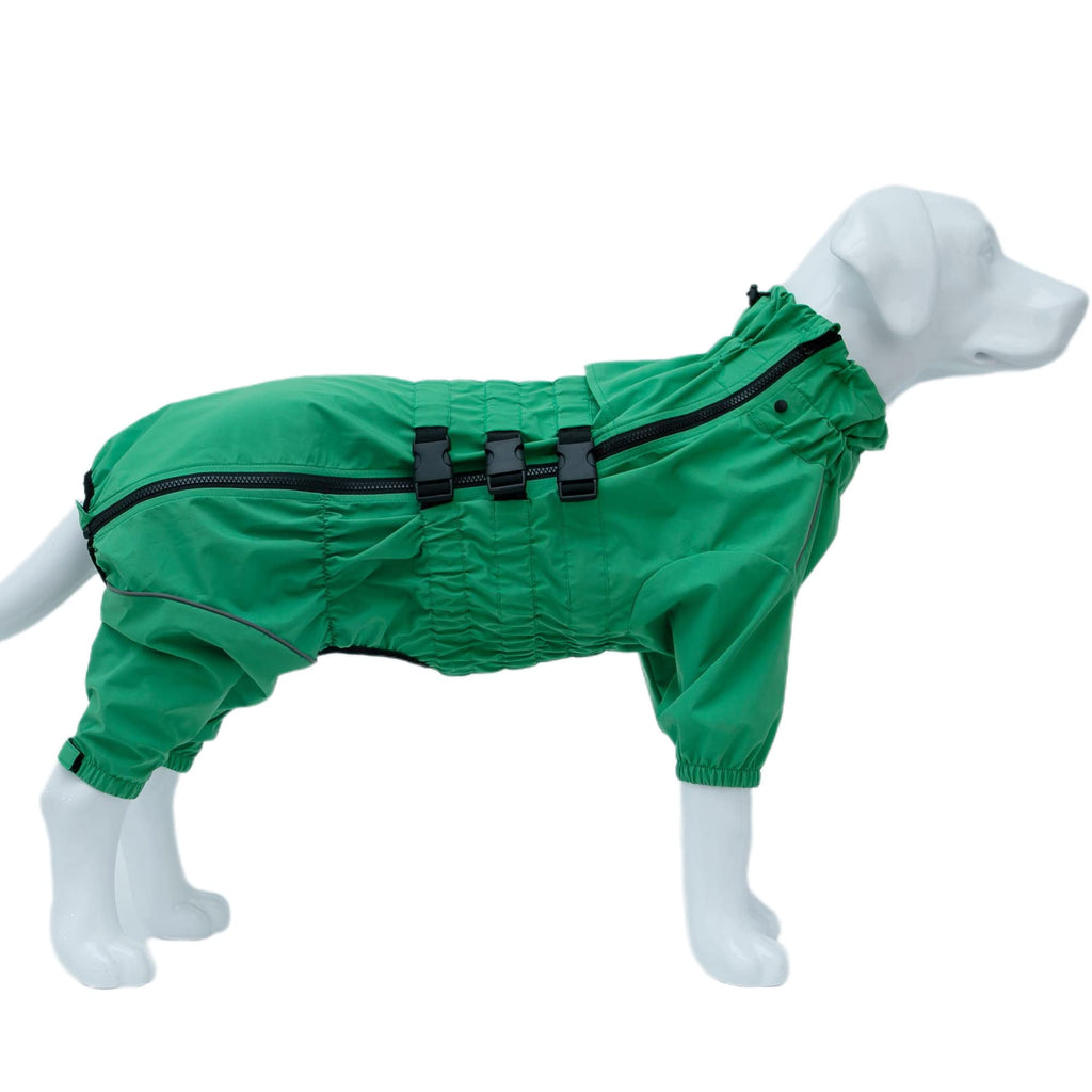 Dogs Waterproof Jacket, Lightweight Waterproof Jacket Reflective Safety Dog Raincoat Windproof Snow-proof Dog Vest for Small Medium Large Dogs Green 4XL 4XL (back 24")