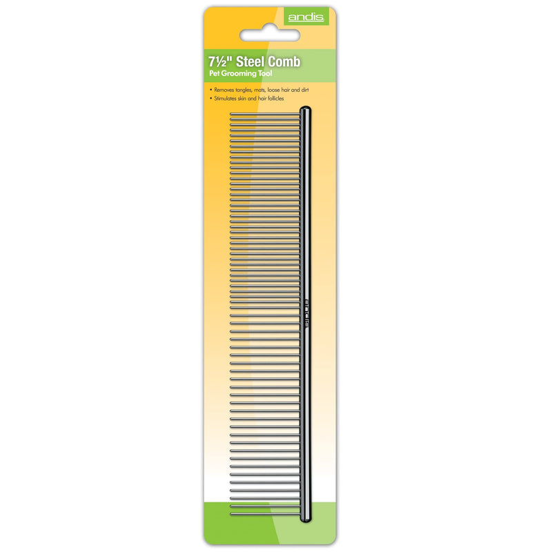 Andis 65730 Stainless-Steel Comb for Knots, Mats & Loose Hair Removal - Effective Dematting Tool, Comfortable, Lightweight, Portable & Safe for Dogs, Cats & Pets – Silver, 7-1/2-Inch 7 1/2 Inch