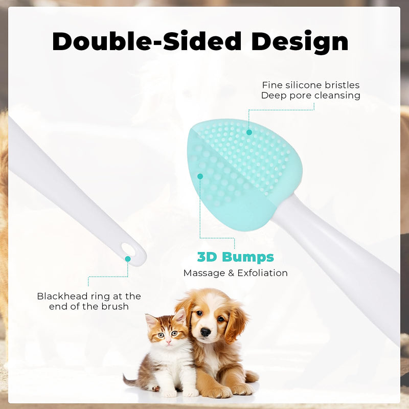 4Pcs Cat Acne Chin Treatment, Black Seed Brush Soft Silicone Cat Grooming Scraper Brush, for Cats Chin Acne & Blackhead Exfoliation, Double-sided Cat Brush 4Pcs - PawsPlanet Australia