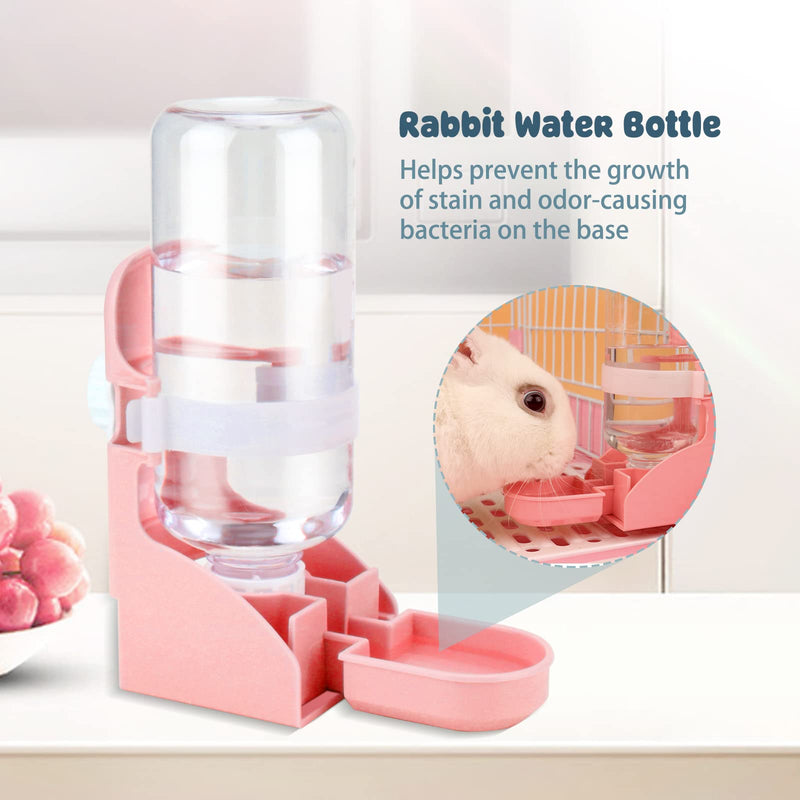 Rypet Rabbit Water Bottle No Drip - 17oz Hanging Water Fountain Automatic Dispenser Pet Cage Water Feeder for Bunny Chinchilla Guinea Pig Hedgehog Ferret Pink - PawsPlanet Australia