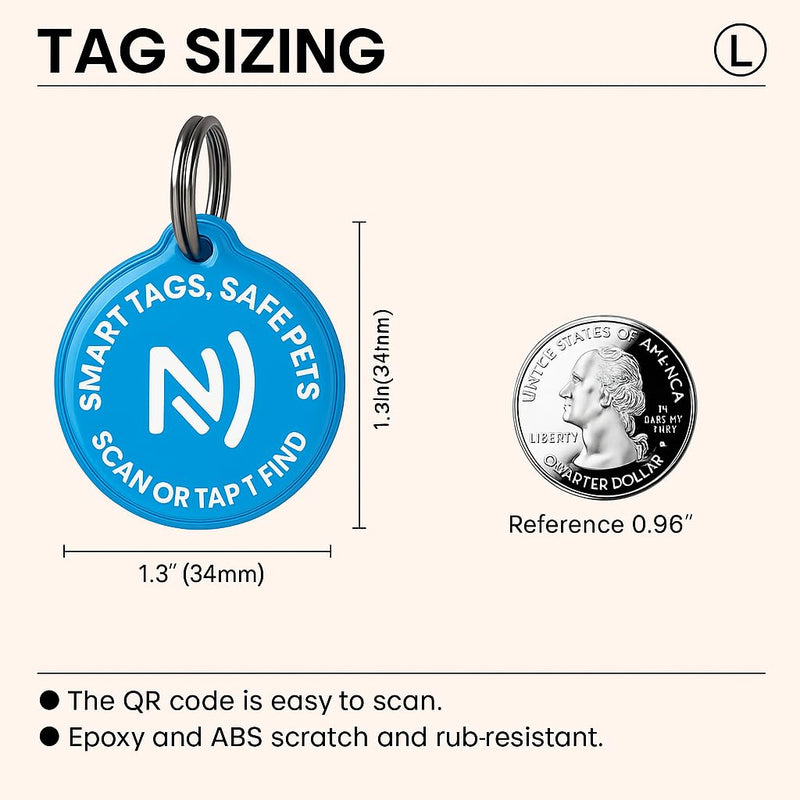 Smart Pet ID Tag with QR Code & NFC – Epoxy Coated Waterproof PVC – Scan or Tap to Access Pet Info – Universal Tag for Dogs & Cats – No App Needed – Update Profile Anytime (Sky Blue) Sky Blue - PawsPlanet Australia