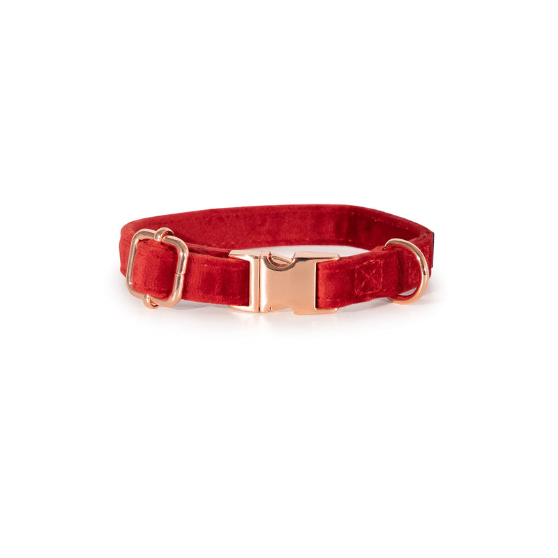 Luxury Red Velvet Adjustable Dog Collar and Bowtie – Comfortable Material With Detachable Bow Tie and Safety Buckle for Dog or Puppy (Extra Small) Extra Small
