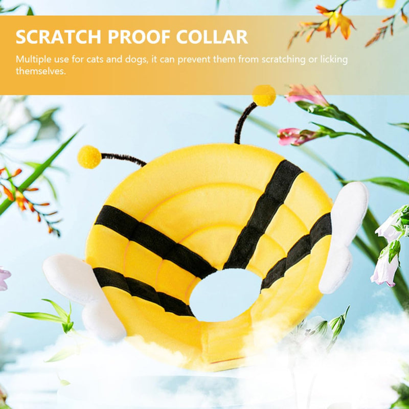 Hemobllo Adjustable Soft Sponge Pet Collar in Bee Shape, Anti-Leak Neck Brace for Dogs and Cats up to 9kg, Creative Design for Wound Healing and Protection