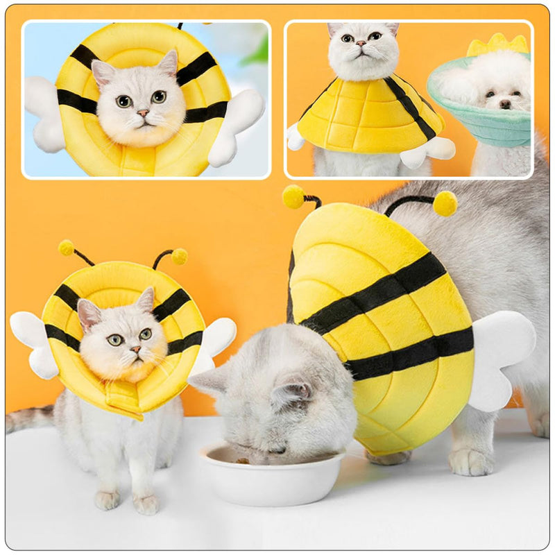 GALPADA Lightweight and Adjustable Sponge and Cotton Conical Collar for Dogs and Cats Protective Recovery Collar with Bee-Shaped Design