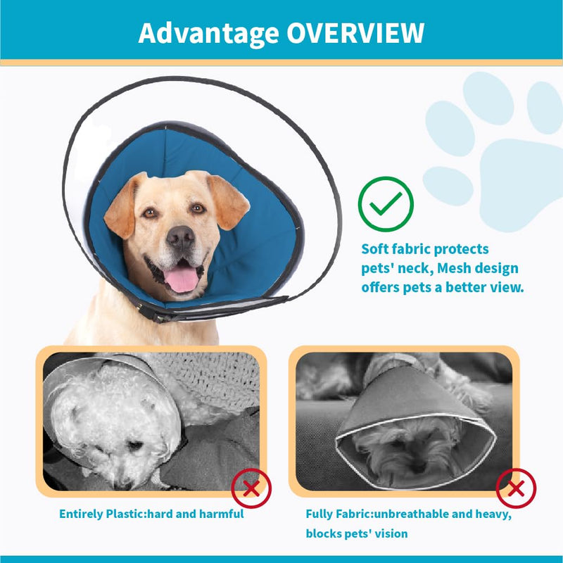 Dog Cone Collar, Pet Cone for Dogs to Stop Licking, Comfy Dog Cones for Large Medium Small Dogs, Soft Cones for Dogs After Surgery, Cone of Shame for Dogs Head Neck Elizabethan Collar Blue, SM SM(12"-14.3") - PawsPlanet Australia