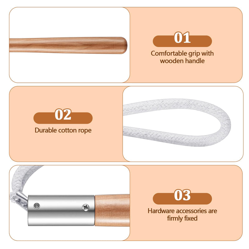 Lasnten 2 Pcs Horse Rope Twitch 17 Wooden Handle 10 Cotton Rope End Twitch Vet Humane Restraint Tool Equine Nose Calming Handling Aid for Horse Ponies Stable Ranch Barn Tack Gear Grooming Equipment - PawsPlanet Australia
