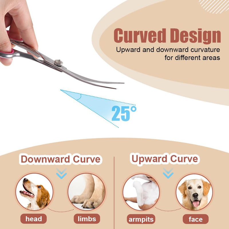 Dog Grooming Scissors, 6" Curved Cat Pet Groomings Shears Stainless Steel Cat Hair Cutting Eye Trimming Scissor for Dog Grooming Family Use - PawsPlanet Australia