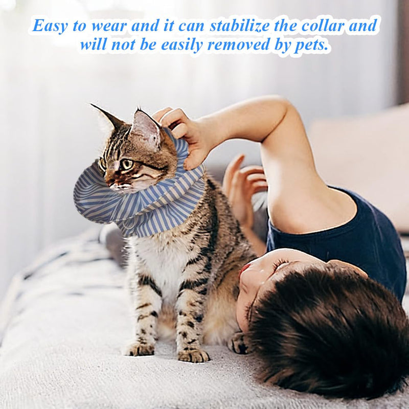 2 Pack Cat Cone Collar, Anti-Bite/Lick Soft & Adjustable Comfortable Drawstring Protective for Rabbits, Pets, Kitten, Aid Wound Healing After Surgery or Skin Conditions(2 Color)
