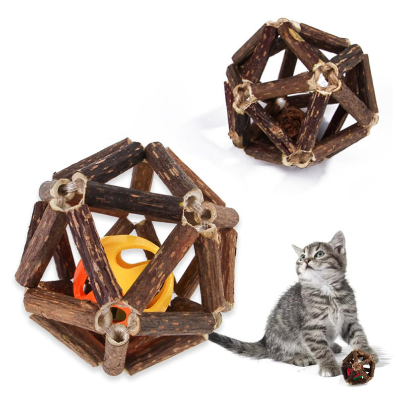Chew toys for teeth cleaning, for cats and dogs, 2 pieces, with bell made of silver rod material and chewable, as an interactive toy for pets