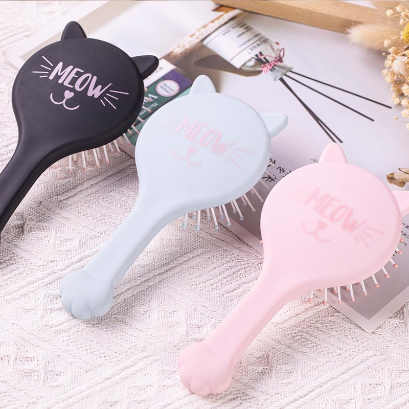 Cute Cat Shape Hair Brush Set - Air Cushion Comb for Fine, Thick, Curly Hair- Hair Brush for Women, Men or Kids (Black & Blue) Black & Blue - PawsPlanet Australia