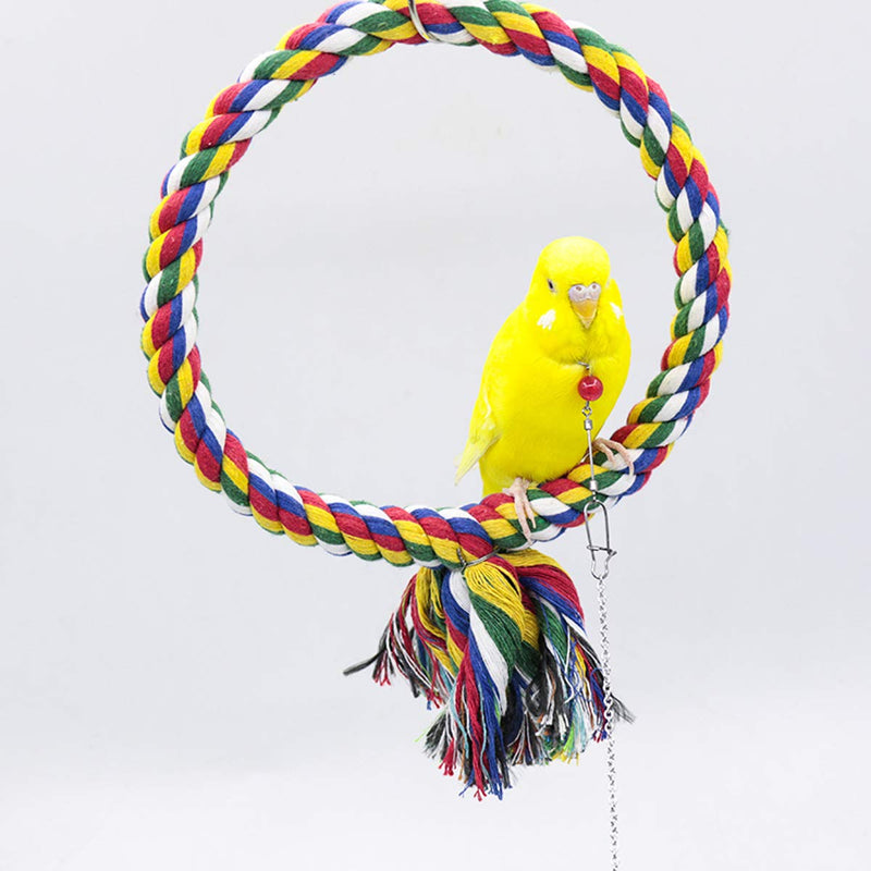 Bird Rope Swing Colorful Perch Climbing Toy for Parrots Budgie Parakeet Cockatiel Cockatoo Conure B: Swing Ring Toy-M - PawsPlanet Australia
