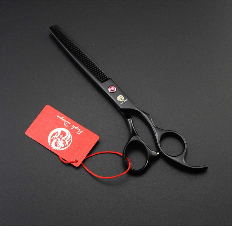 Purple Dragon Professional 7.0 inch 4PCS Pet Grooming Scissors Kit Japan Premium Steel Straight, Curved & Thinning Blade Dog Hair Cutting Shears Set with Case Matte Black - PawsPlanet Australia