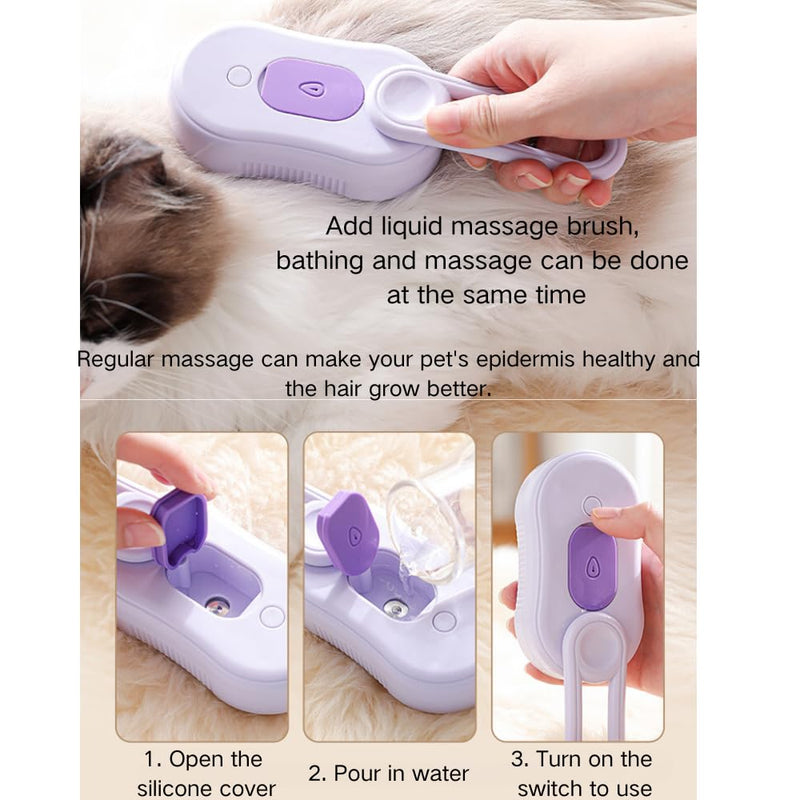 Cat Steam Brush, Cat Spray Comb, Pet Massage Shedding Brush, Rechargeable Silicone Steam Hair Brush, Multi-functional Cat And Dog Hair Brush,Cat Hair Steam Brush - PawsPlanet Australia
