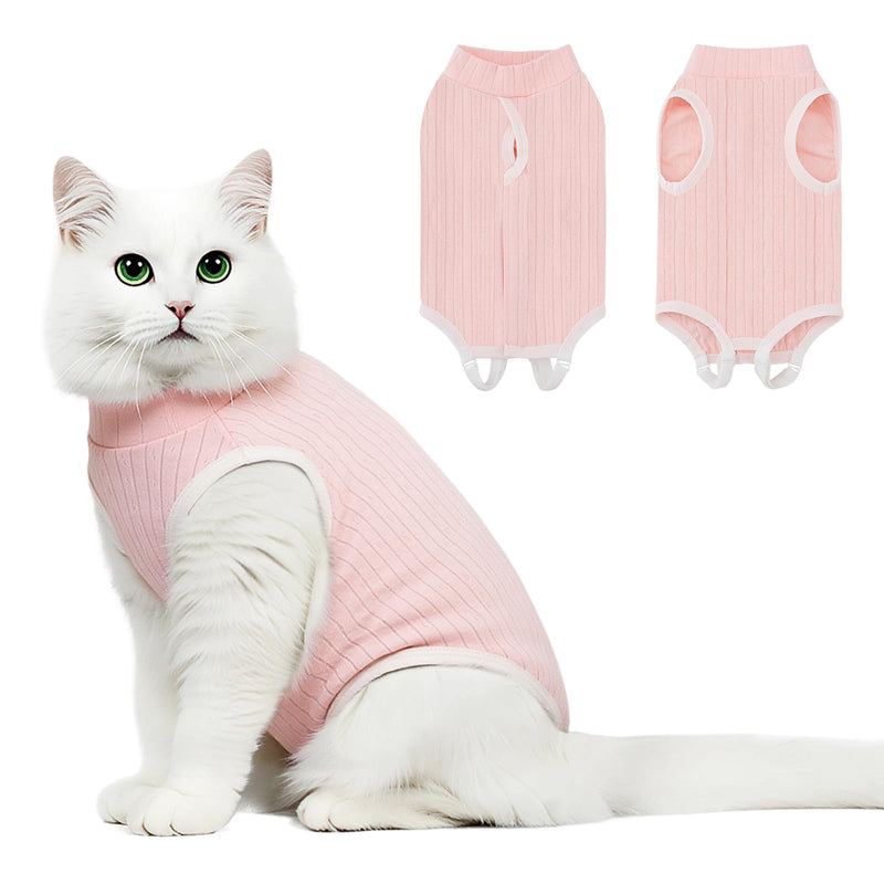 Coppthinktu Cat Recovery Suit for Female Cats After Spay, Breathable Cat Onesie Kitten Onesie Bodysuit, Cat Surgery Recovery Suit for Abdominal Wounds Anti Licking E-Collar Alternative Pink Medium