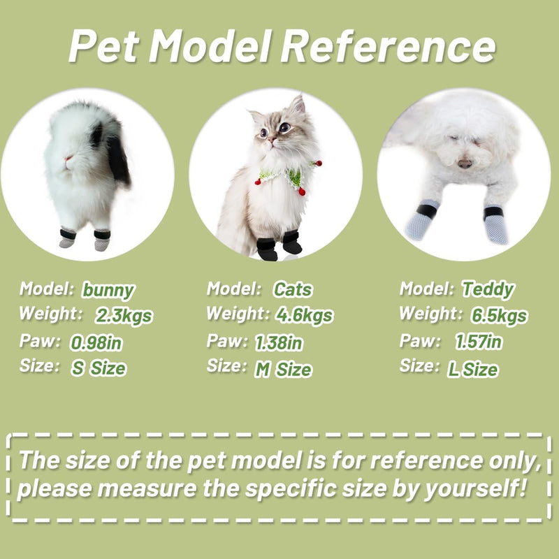 Pack of 4 Adjustable Cat Mesh Shoes, Breathable Paw Protection, Suitable as Anti-Scratch Boots for Bathing & Nail Care (Size M)