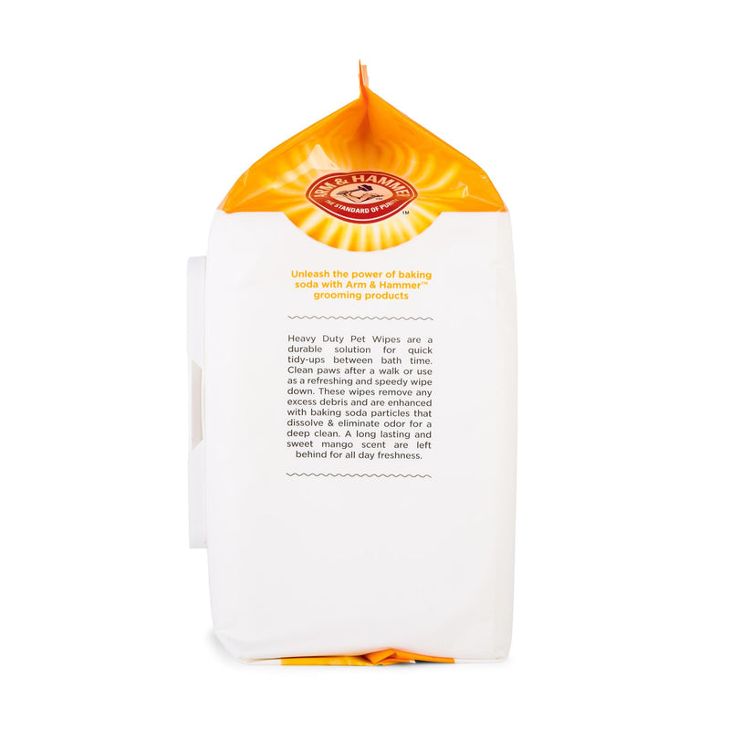 Arm & Hammer for Pets Heavy Duty Multipurpose Dog Wipes, Paw and Butt Wipes for Dogs to Help Clean Deodorize and Freshen Coat and Skin Between Baths, Mango Scent, 100 Count Bathing Wipes 100 Count (Pack of 1) - PawsPlanet Australia