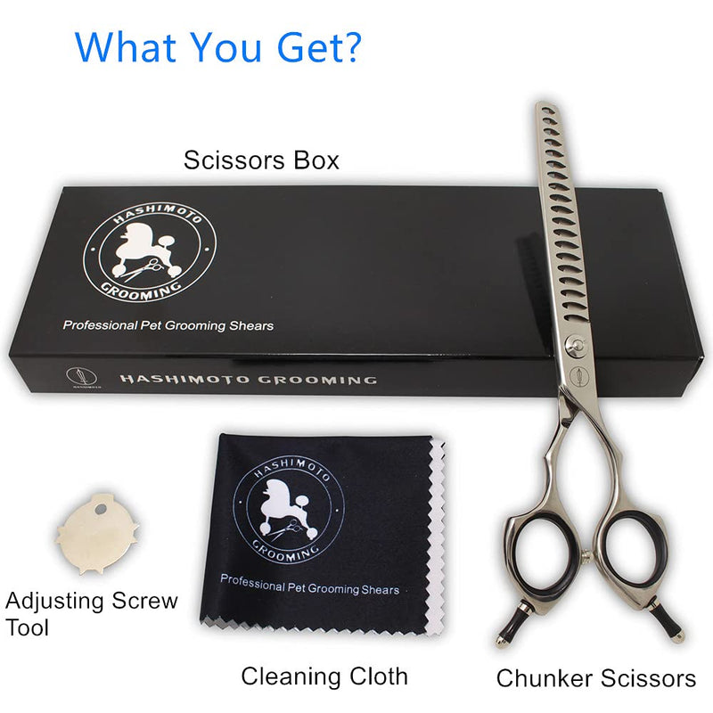 HASHIMOTO Chunker Scissors for Dog Grooming, Texturizing and Cat Grooming, 19 Teeth, 7.0 Inch, Light Weight Chunkers