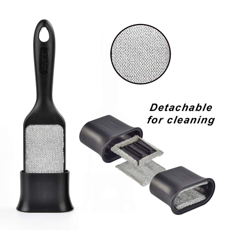 Layers 2 Pack Clothes Lint Brush, Double Sided Reusable Lint Removers for Pet Hair with Self-Cleaning Base(Black) - PawsPlanet Australia