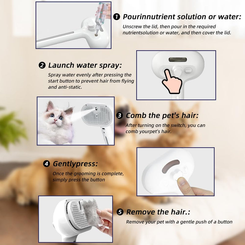Pet Hair Brush，For shedding dog and cat hair, One Touch Gentle Removal of Loose Undercoat, Brush for All Hair, Types Massage Grooming Tool - PawsPlanet Australia