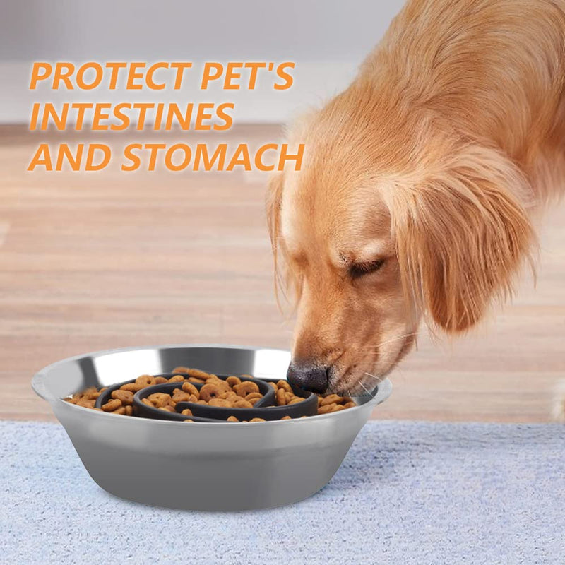 Slow Feeder Dog Bowls Insert, Animire Soft Silicone Slow Eating Dog Food Bowl for Small, Medium and Large Dogs, Compatible with Regular and Elevated Dog Bowls（Black M Black - PawsPlanet Australia
