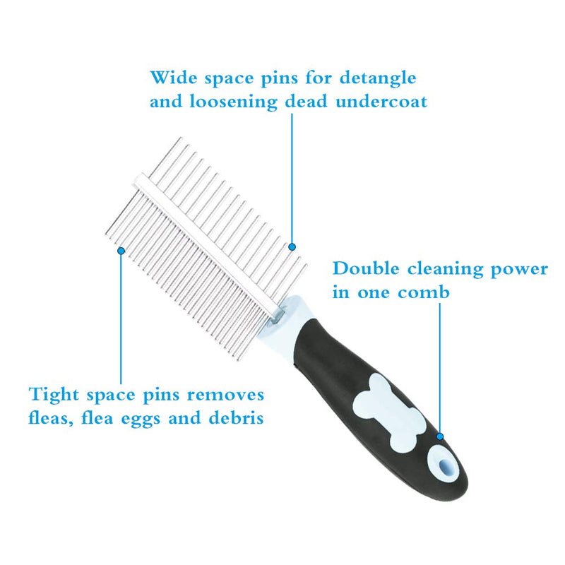 tonyg-p Dog Grooming Brush Comb Kit, Soft Slicker Brush + Double Sided Grooming Comb for Small Medium Large Pets with Long Hair (Blue) Blue