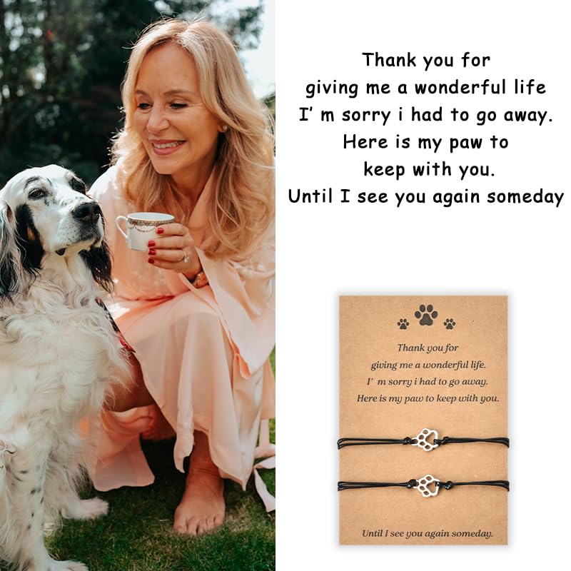 Memorial Gifts Bracelet for Pet Loss of Dog Sympathy Gift Paw Print Friendship Bracelets for 2 Remembrance Gifts for Cat Passing Away Gifts for Cat Lovers Bereavement Gifts for Dog Lover Memory Gifts - PawsPlanet Australia