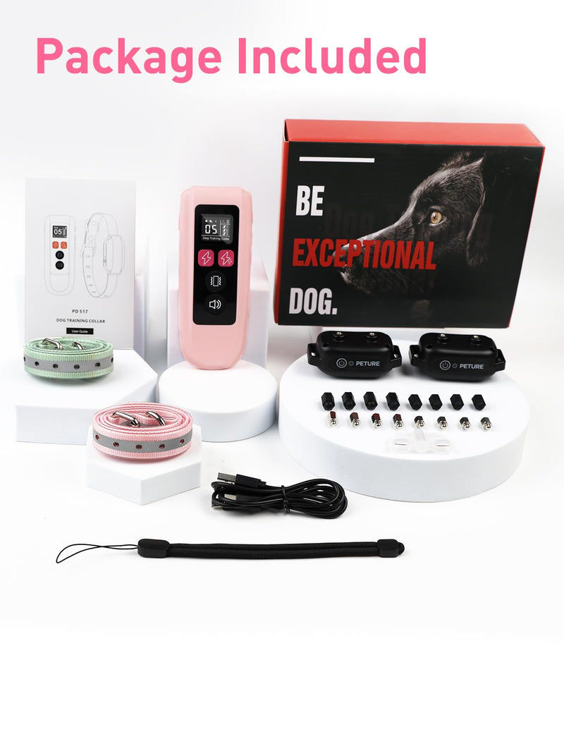 Dog Shock Collar For 2 Dogs, 3300Ft 4 in 1 Dog Training Collar with Beep, Vibration, Shock & Boost Shock, IPX7 Waterproof Rechargeable Bark Shock Collar for Large Medium Dogs(10-120lbs), Security Lock - PawsPlanet Australia