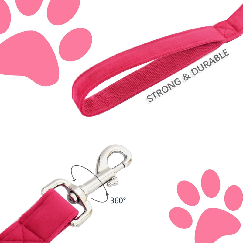 Bubblepup Velvet Dog Leash, 6ft/4ft Heavy Duty Dog Leash for Small Medium Large Dogs Training Leash 4/5 in. x 4 ft. Hot pink - PawsPlanet Australia