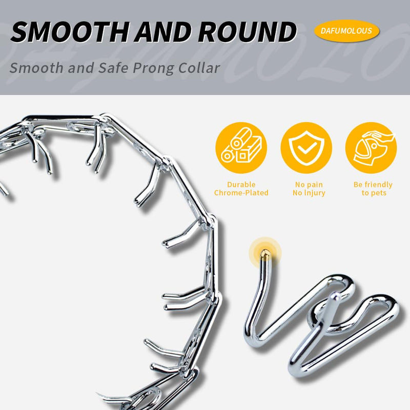 Chrome Plated Prong Dog Collar,no Pull Dog Prong Collar with Spikes,Choke Collar for Dogs Pinch Training Collar (3.0 * 21in) 3.0*21in - PawsPlanet Australia