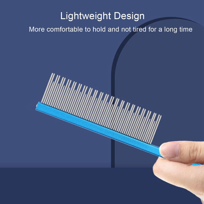 LIZEALUCKY Round Tooth Metal Dog Comb is Used for pet Hair Comb of Dogs and Cats to Remove Hair Knots and Entanglement. Professional pet Hair Comb Styling Comb blue