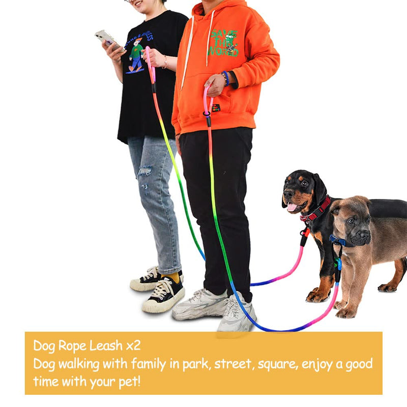Hands Free Dog Leash 9.8ft Rope Crossbody Dog Leash Reflective for Large Medium Small Dogs Walking, Jogging and Running，Dog Training Leash (Rainbow, 9.8Ft) Rainbow - PawsPlanet Australia