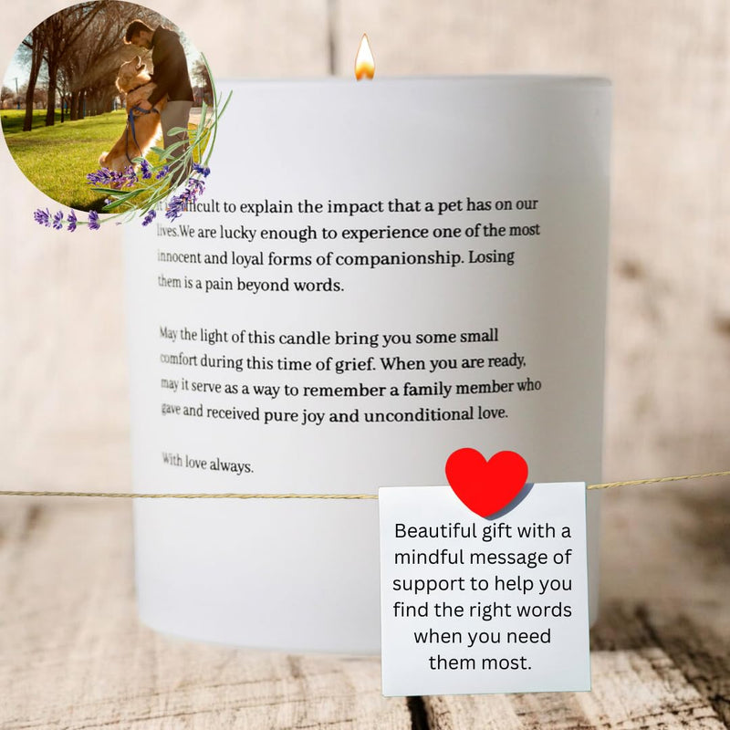 Paw Prints Pet Memorial Candle, Pet Loss Sympathy Gift, Cat Memorial, Rainbow Bridge Dog Memorial Gifts Paraffin-Free 100% Natural Soy Wax Blend with Clear Quartz, Tiger Eye and Coffee Beans - PawsPlanet Australia