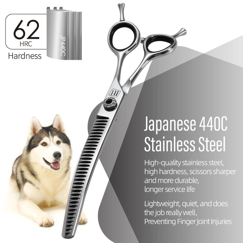 Dog Grooming Scissors: 7 inch Pet Curved Chunker Shears Made Of Japanese 440C Advanced Stainless Steel Professional Grooming Scissors for Dogs Cats and Other Pets - PawsPlanet Australia