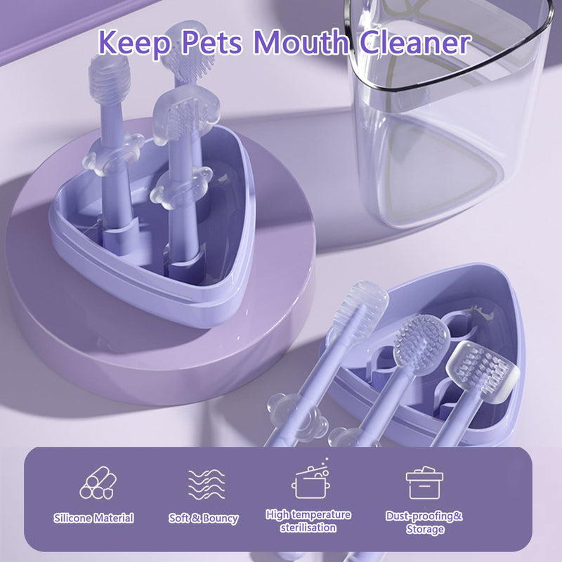 3PCS Cat Toothbrush Kit, Dog Toothbrush Kit, Pet Toothbrush Set for Cats and Dogs - Complete Oral Care with Soft Bristles - Ideal for Teeth Cleaning, Dental Hygiene, Plaque Removal - PawsPlanet Australia