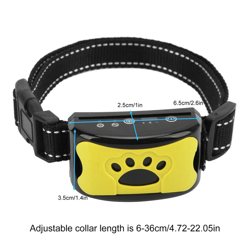 Anti Dog Bark Collar, Dog Barking Collar, USB Rechargeable Vibration Intelligent Recognition Training Collar 7 Sensitivity (Lemon Yellow) - PawsPlanet Australia