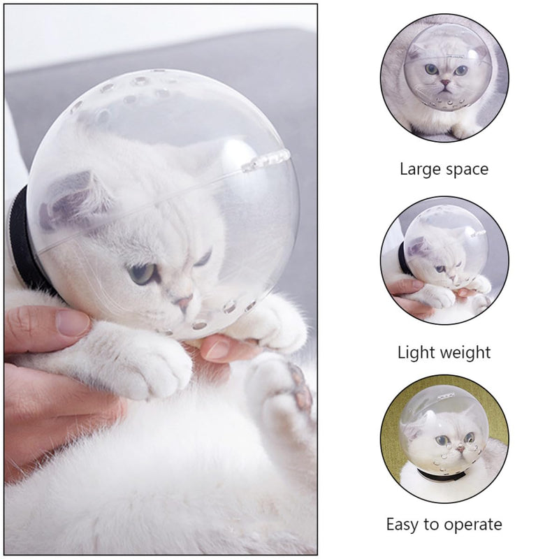 ULTECHNOVO Safe cat headgear made of ABS with breathable holes and shockproof design. White headgear for cats in outdoor use with self-adhesive closure.