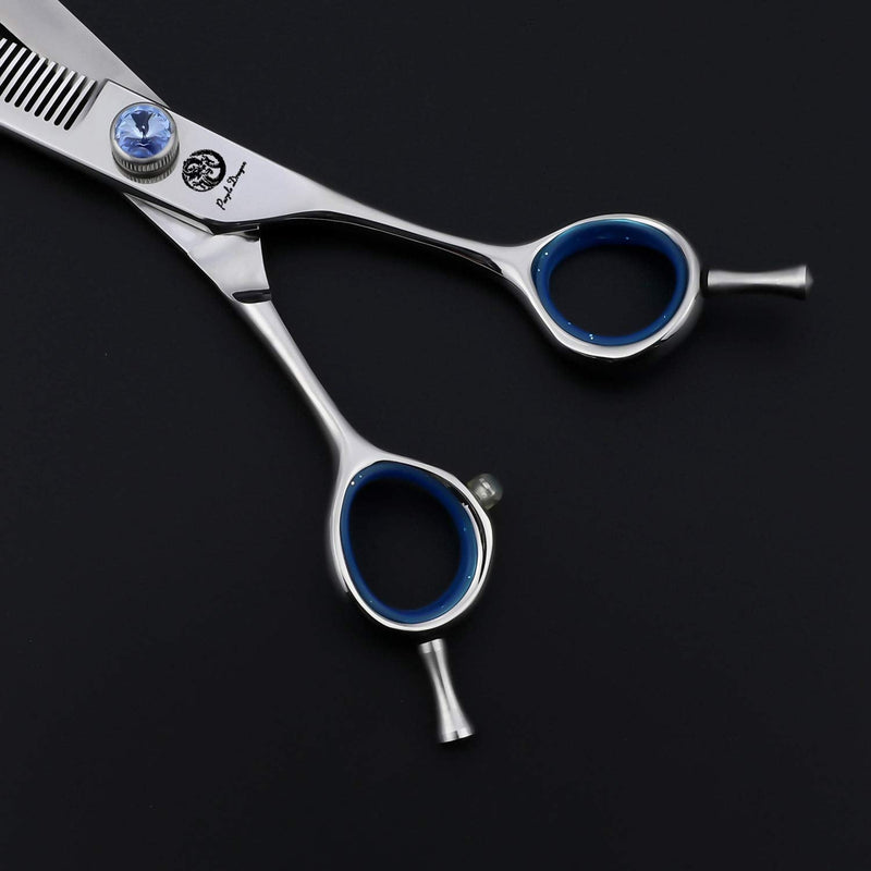 Purple Dragon Touch Pet Blenders Shears, 7.0" 50-Tooth Thinning Scissor for Dogs, 440c Japanese Stainless Steel Texturizers Dog Thinning Shears(Blue) Blue - PawsPlanet Australia