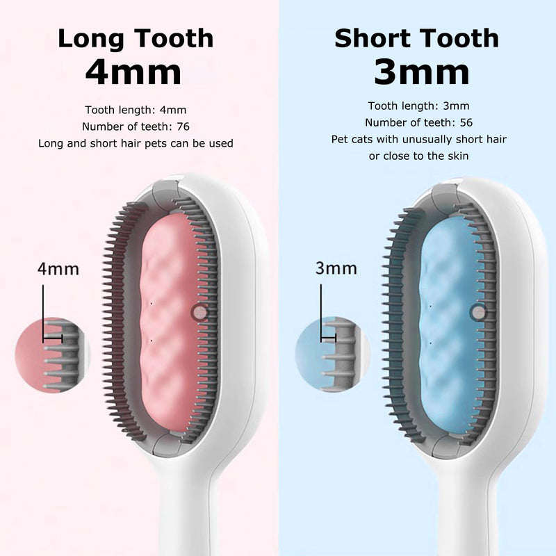 4 in 1 Pet Hair Removal Comb with Gravity Water Tank, Cat Dog Massage Brush Self Cleaning Grooming Wet Comb for Shedding Fur (Long Hair, 2PCS) Long Hair, 2PCS - PawsPlanet Australia