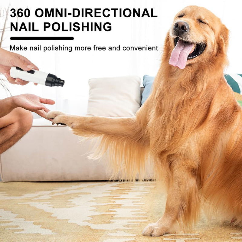 Dog Nail Grinder, Silent Dog Nail Trimmer with Two Adjustable & Under 50dB Low Noise, USB Rechargeable Pet Nail Grinder, Electric Pet Paws Grooming Smoothing Tool for Most Cat Dog Pet (White)