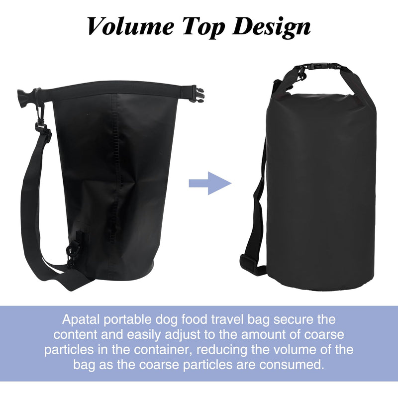Large Pet Travel Bag - 15L Waterproof Portable Food Storage with Shoulder Strap for Camping Hiking - Black 15L(≈20lbs) - PawsPlanet Australia