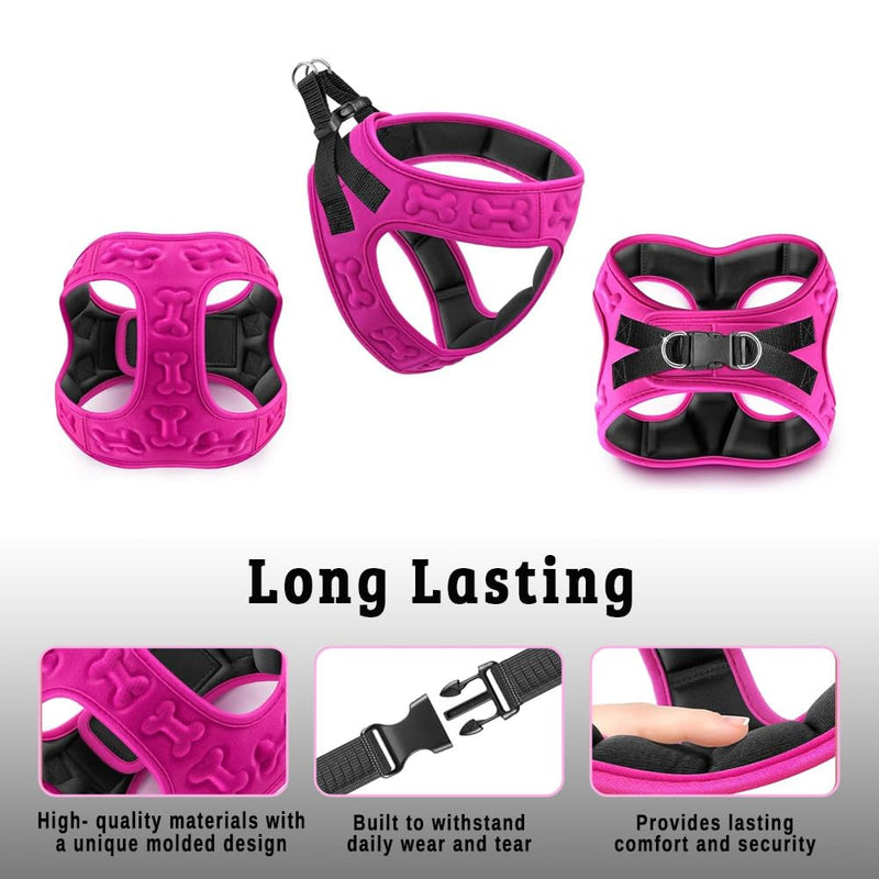 Comfort Fit Dog Harness Soft Padded No Pull Harness with Adjustable Buckles for Small Medium Large Dogs Step in Pet Vest with Easy Control Handle for Walking Jogging Running Training Dogs & Puppies S (Chest 14.5"-17") Pink - PawsPlanet Australia