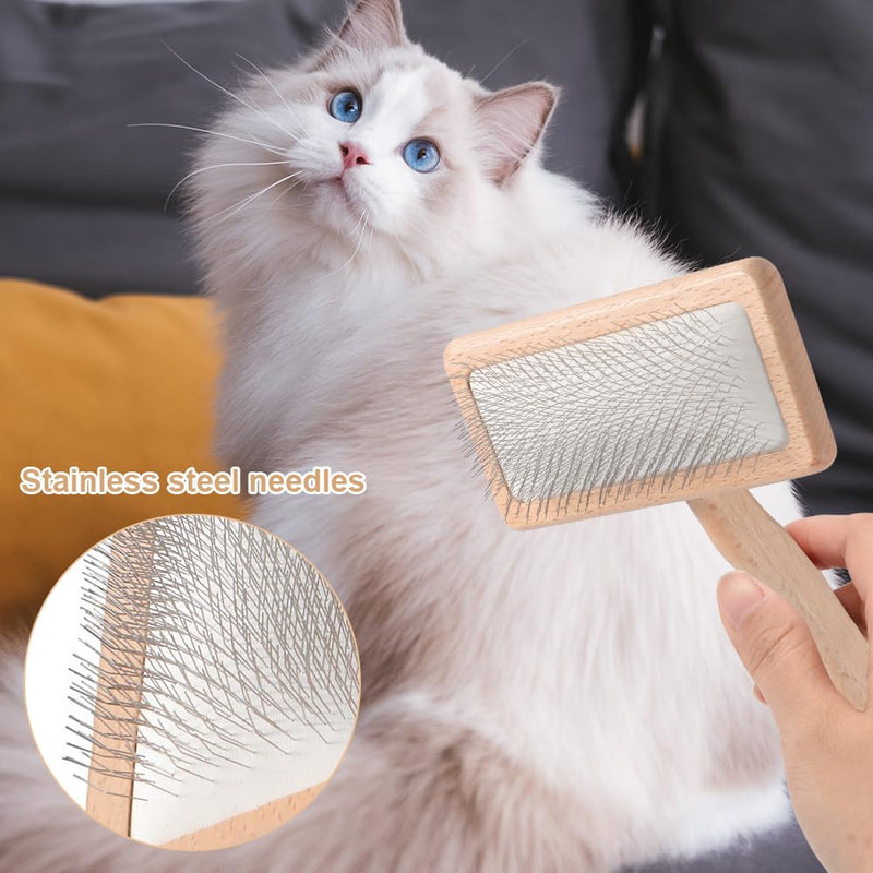 Wooden Wool Carder Hand Carders, Pack of 2 Gentle Soft Needle Brush, Slicker Brush for Dogs, Spiders and Weaves, Card Brushes for Needle Felting Wool 17x11.8+16x9.5cm